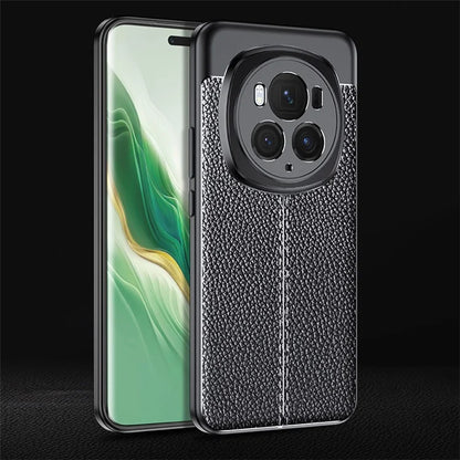 For Honor Magic6 Pro 5G Back Case Litchi Texture Soft PU Phone Protective Cover