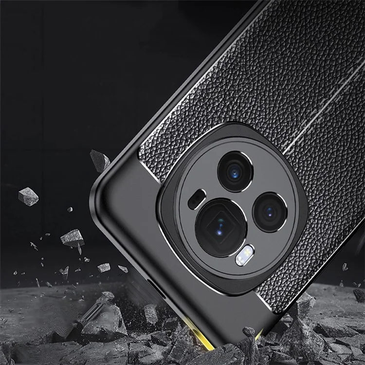 For Honor Magic6 Pro 5G Back Case Litchi Texture Soft PU Phone Protective Cover