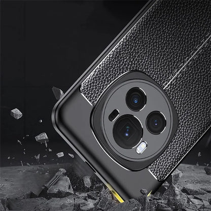 For Honor Magic6 Pro 5G Back Case Litchi Texture Soft PU Phone Protective Cover