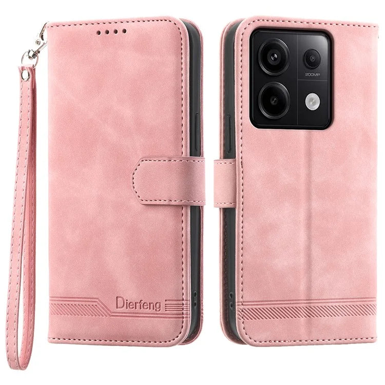 DIERFENG DF-03 for Xiaomi Redmi Note 13 Pro 5G / Poco X6 5G Case Wallet Phone Cover Lines Imprint