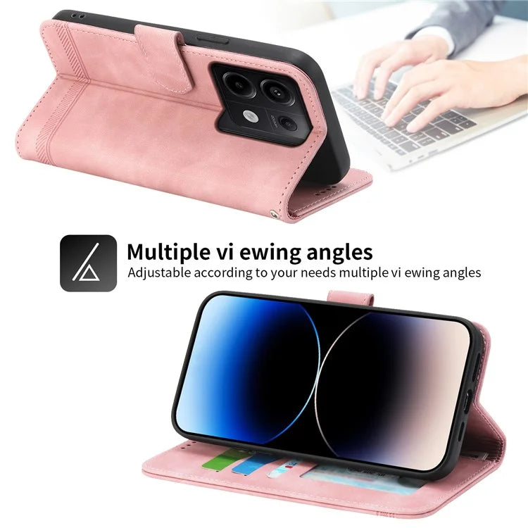 DIERFENG DF-03 for Xiaomi Redmi Note 13 Pro 5G / Poco X6 5G Case Wallet Phone Cover Lines Imprint