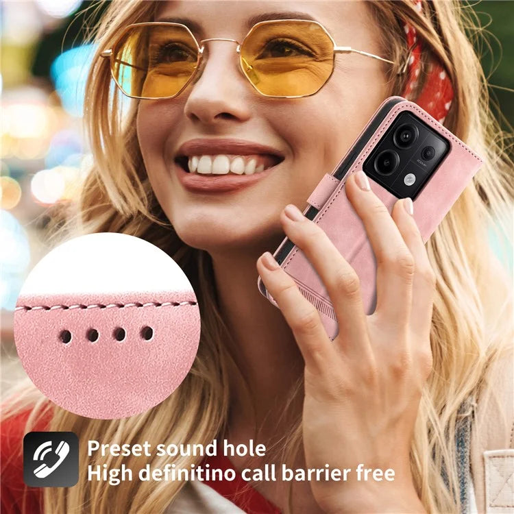 DIERFENG DF-03 for Xiaomi Redmi Note 13 Pro 5G / Poco X6 5G Case Wallet Phone Cover Lines Imprint
