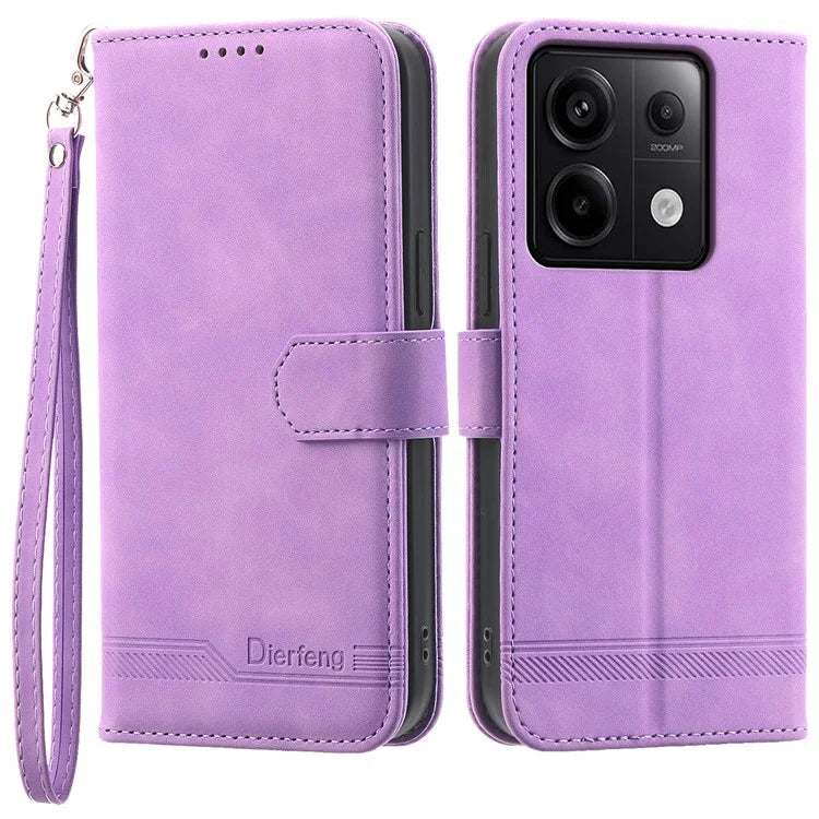 DIERFENG DF-03 for Xiaomi Redmi Note 13 Pro 5G / Poco X6 5G Case Wallet Phone Cover Lines Imprint