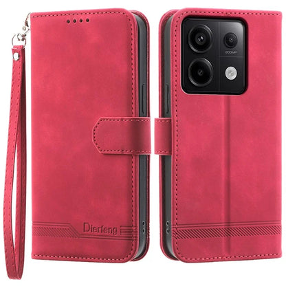 DIERFENG DF-03 for Xiaomi Redmi Note 13 Pro 5G / Poco X6 5G Case Wallet Phone Cover Lines Imprint