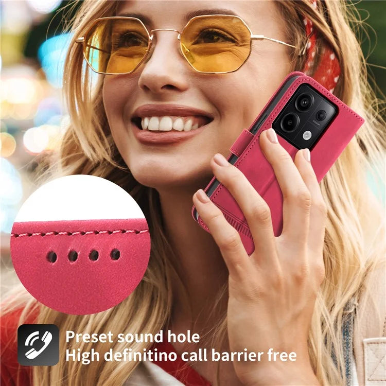 DIERFENG DF-03 for Xiaomi Redmi Note 13 Pro 5G / Poco X6 5G Case Wallet Phone Cover Lines Imprint