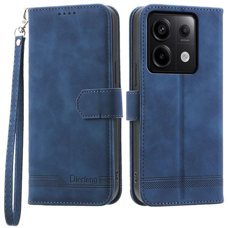DIERFENG DF-03 for Xiaomi Redmi Note 13 Pro 5G / Poco X6 5G Case Wallet Phone Cover Lines Imprint