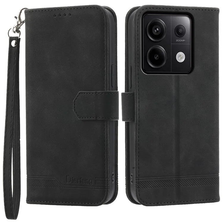 DIERFENG DF-03 for Xiaomi Redmi Note 13 Pro 5G / Poco X6 5G Case Wallet Phone Cover Lines Imprint