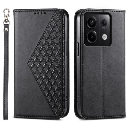 For Xiaomi Redmi Note 13 Pro 5G / Poco X6 5G Case Wallet Magnetic Leather Cover Rhombus Pattern