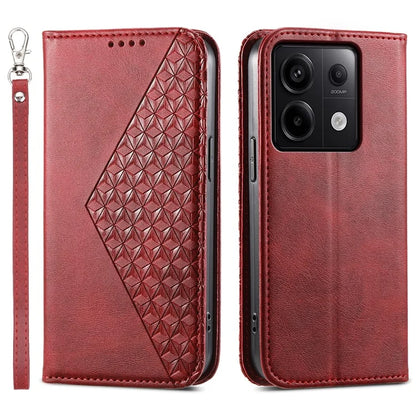 For Xiaomi Redmi Note 13 Pro 5G / Poco X6 5G Case Wallet Magnetic Leather Cover Rhombus Pattern