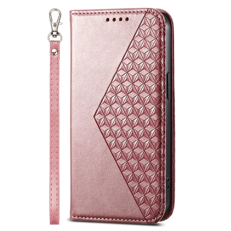 For Xiaomi Redmi Note 13 Pro 5G / Poco X6 5G Case Wallet Magnetic Leather Cover Rhombus Pattern