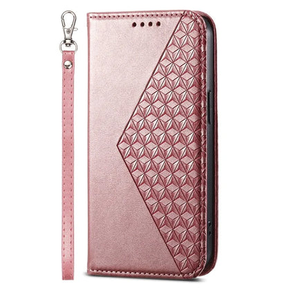 For Xiaomi Redmi Note 13 Pro 5G / Poco X6 5G Case Wallet Magnetic Leather Cover Rhombus Pattern