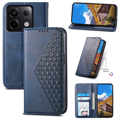 For Xiaomi Redmi Note 13 Pro 5G / Poco X6 5G Case Wallet Magnetic Leather Cover Rhombus Pattern