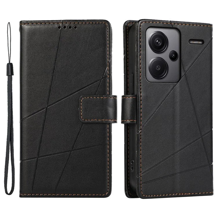 DF-06 For Xiaomi Redmi Note 13 Pro+ 5G Case Leather Cover Line Imprinted with Wallet