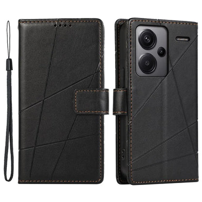 DF-06 For Xiaomi Redmi Note 13 Pro+ 5G Case Leather Cover Line Imprinted with Wallet