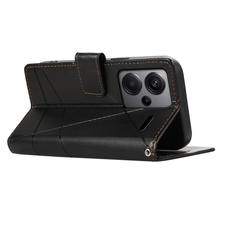 DF-06 For Xiaomi Redmi Note 13 Pro+ 5G Case Leather Cover Line Imprinted with Wallet