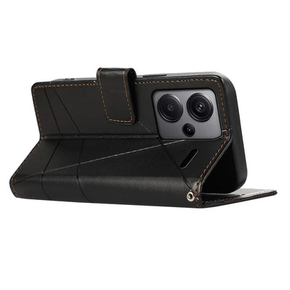 DF-06 For Xiaomi Redmi Note 13 Pro+ 5G Case Leather Cover Line Imprinted with Wallet