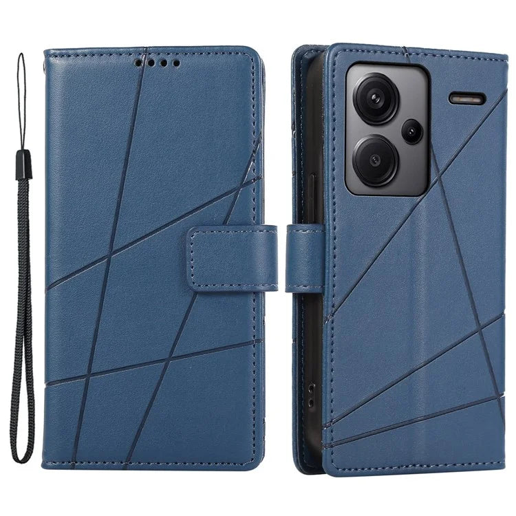 DF-06 For Xiaomi Redmi Note 13 Pro+ 5G Case Leather Cover Line Imprinted with Wallet