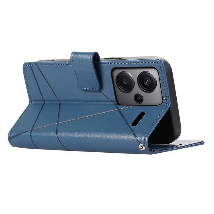 DF-06 For Xiaomi Redmi Note 13 Pro+ 5G Case Leather Cover Line Imprinted with Wallet