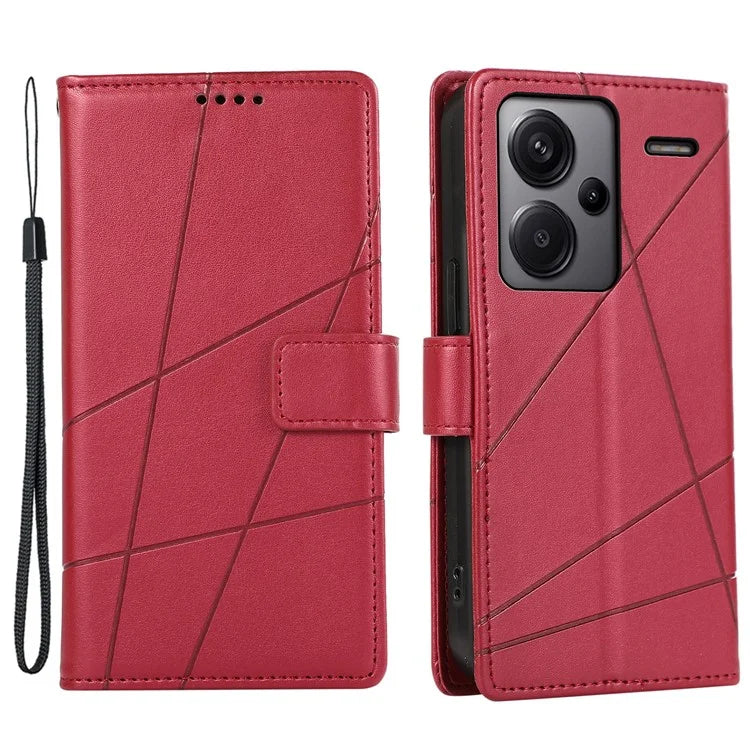DF-06 For Xiaomi Redmi Note 13 Pro+ 5G Case Leather Cover Line Imprinted with Wallet