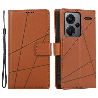 DF-06 For Xiaomi Redmi Note 13 Pro+ 5G Case Leather Cover Line Imprinted with Wallet