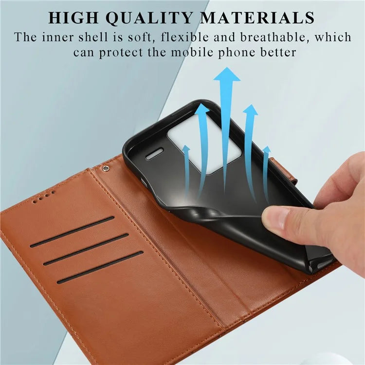 DF-06 For Xiaomi Redmi Note 13 Pro+ 5G Case Leather Cover Line Imprinted with Wallet