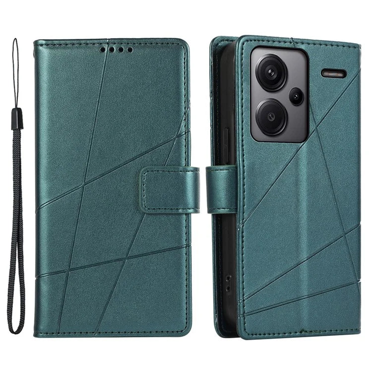 DF-06 For Xiaomi Redmi Note 13 Pro+ 5G Case Leather Cover Line Imprinted with Wallet