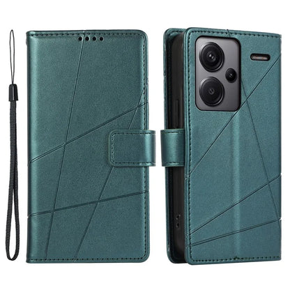 DF-06 For Xiaomi Redmi Note 13 Pro+ 5G Case Leather Cover Line Imprinted with Wallet