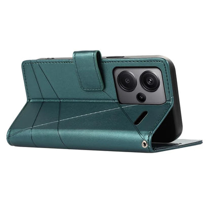 DF-06 For Xiaomi Redmi Note 13 Pro+ 5G Case Leather Cover Line Imprinted with Wallet