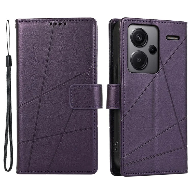 DF-06 For Xiaomi Redmi Note 13 Pro+ 5G Case Leather Cover Line Imprinted with Wallet