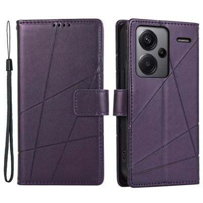DF-06 For Xiaomi Redmi Note 13 Pro+ 5G Case Leather Cover Line Imprinted with Wallet