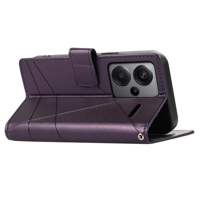 DF-06 For Xiaomi Redmi Note 13 Pro+ 5G Case Leather Cover Line Imprinted with Wallet