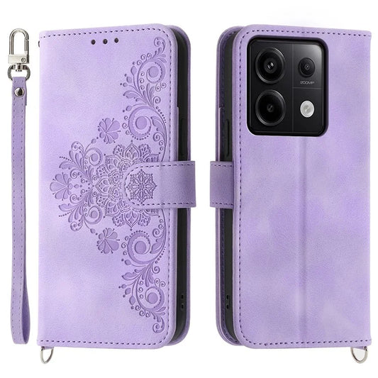 For Xiaomi Redmi Note 13 Pro 5G / Poco X6 5G Case Multi Card Slots PU Leather Cover Flower Pattern