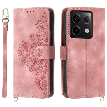 For Xiaomi Redmi Note 13 Pro 5G / Poco X6 5G Case Multi Card Slots PU Leather Cover Flower Pattern
