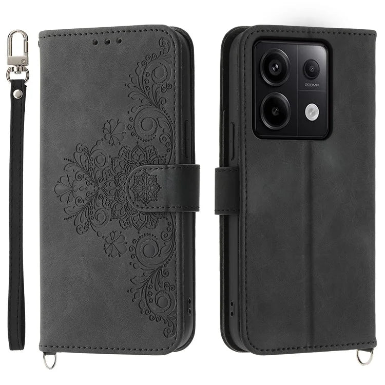 For Xiaomi Redmi Note 13 Pro 5G / Poco X6 5G Case Multi Card Slots PU Leather Cover Flower Pattern