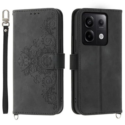For Xiaomi Redmi Note 13 Pro 5G / Poco X6 5G Case Multi Card Slots PU Leather Cover Flower Pattern