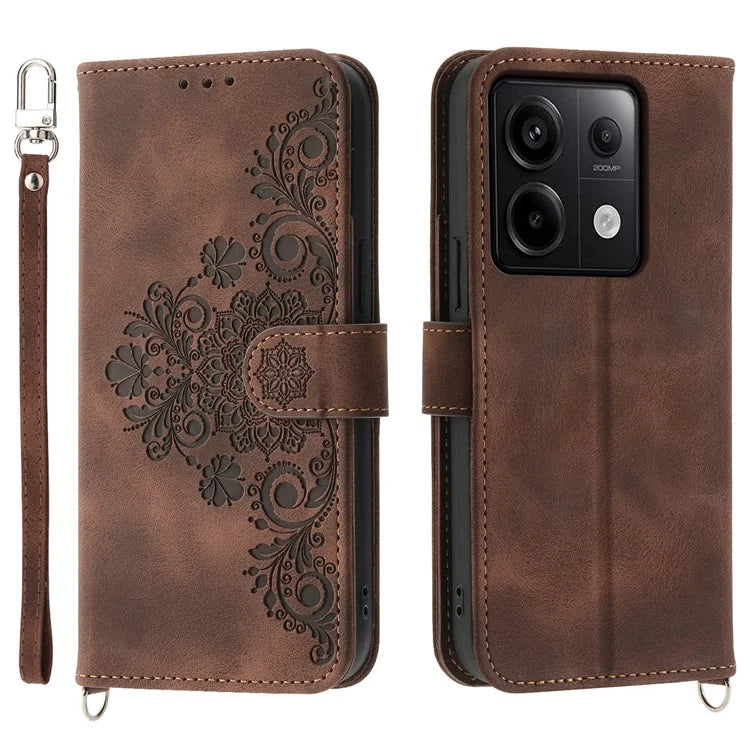 For Xiaomi Redmi Note 13 Pro 5G / Poco X6 5G Case Multi Card Slots PU Leather Cover Flower Pattern