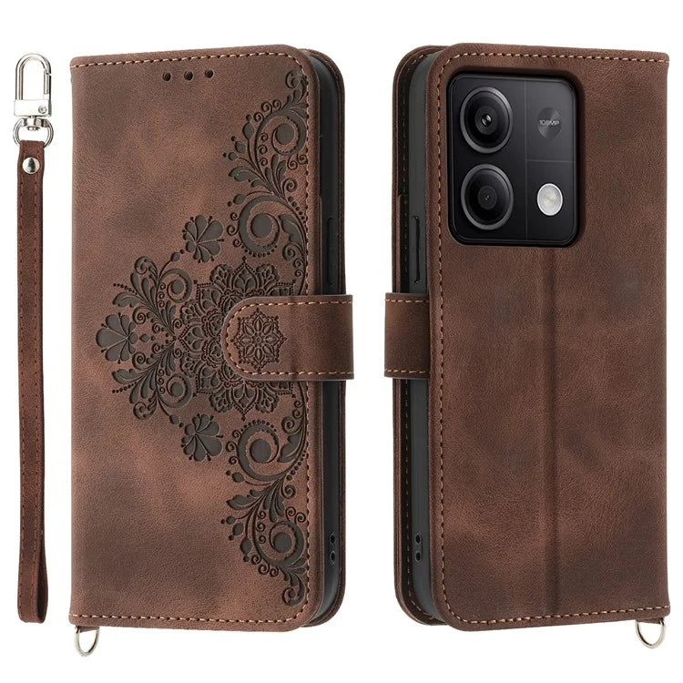 For Xiaomi Redmi Note 13 5G / Note 13 5G (China) Leather Phone Case with 2 Straps