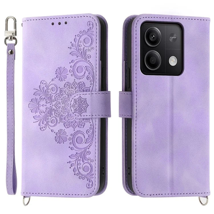 For Xiaomi Redmi Note 13 5G / Note 13 5G (China) Leather Phone Case with 2 Straps
