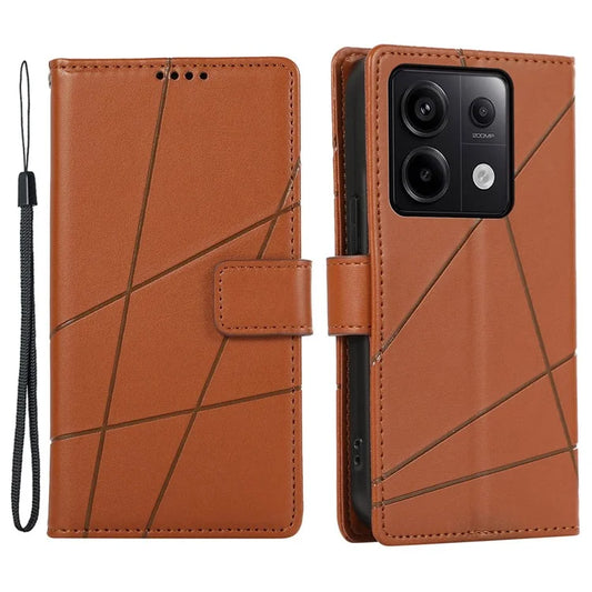 DF-06 For Xiaomi Redmi Note 13 Pro 5G / Poco X6 5G Leather Case Line Imprinted Wallet Cover