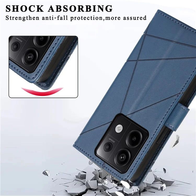 DF-06 For Xiaomi Redmi Note 13 Pro 5G / Poco X6 5G Leather Case Line Imprinted Wallet Cover