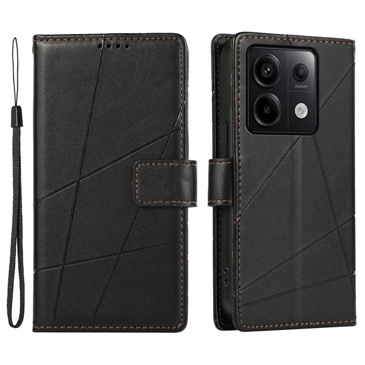 DF-06 For Xiaomi Redmi Note 13 Pro 5G / Poco X6 5G Leather Case Line Imprinted Wallet Cover