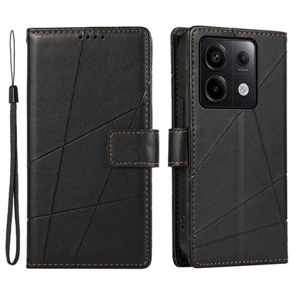 DF-06 For Xiaomi Redmi Note 13 Pro 5G / Poco X6 5G Leather Case Line Imprinted Wallet Cover