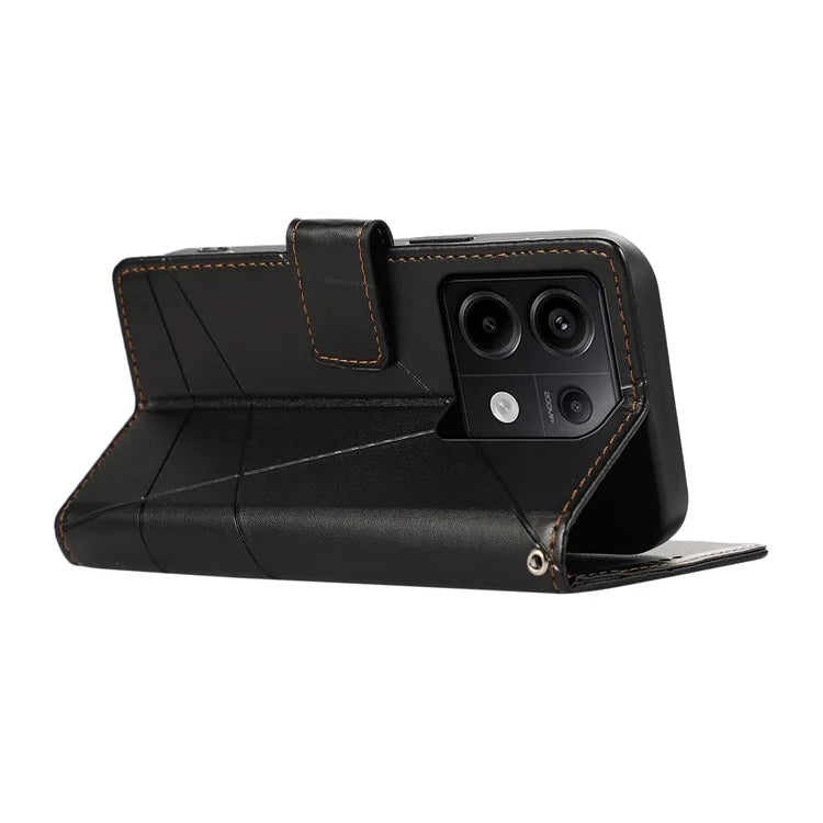 DF-06 For Xiaomi Redmi Note 13 Pro 5G / Poco X6 5G Leather Case Line Imprinted Wallet Cover
