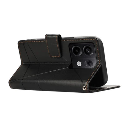 DF-06 For Xiaomi Redmi Note 13 Pro 5G / Poco X6 5G Leather Case Line Imprinted Wallet Cover