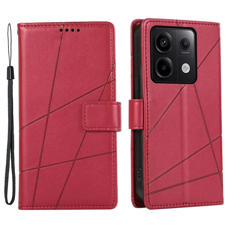 DF-06 For Xiaomi Redmi Note 13 Pro 5G / Poco X6 5G Leather Case Line Imprinted Wallet Cover