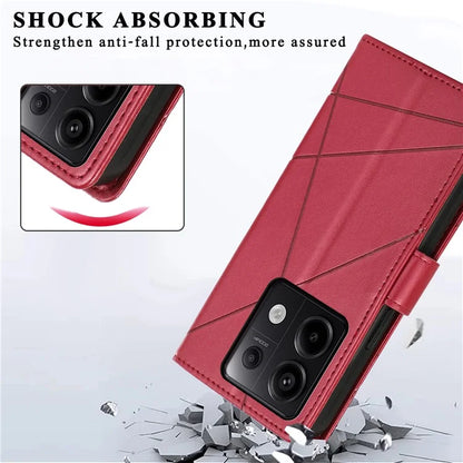 DF-06 For Xiaomi Redmi Note 13 Pro 5G / Poco X6 5G Leather Case Line Imprinted Wallet Cover