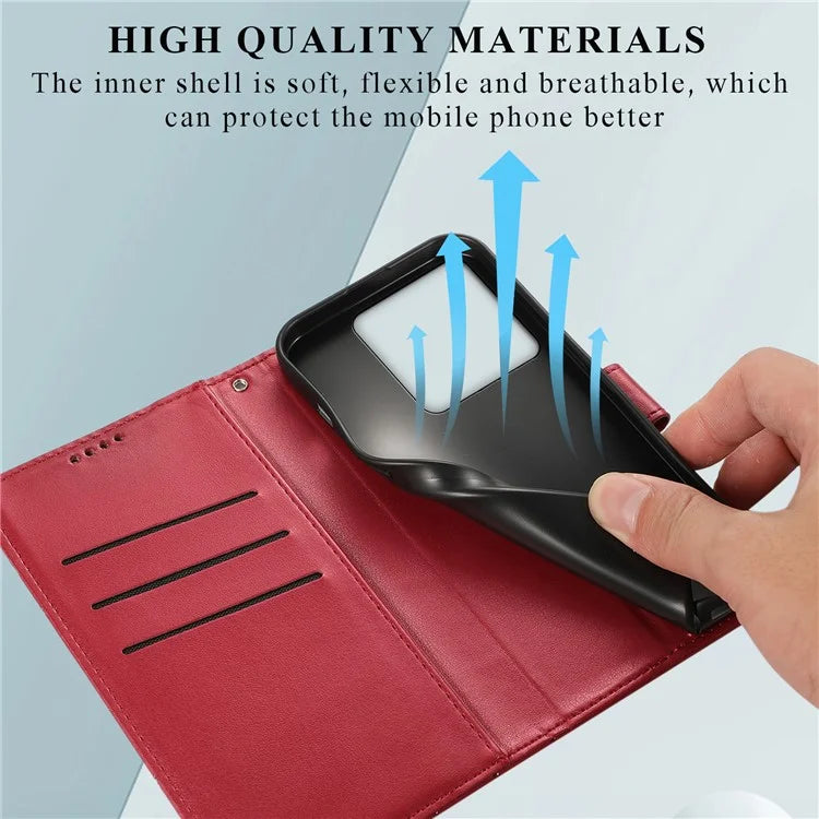 DF-06 For Xiaomi Redmi Note 13 Pro 5G / Poco X6 5G Leather Case Line Imprinted Wallet Cover
