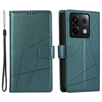 DF-06 For Xiaomi Redmi Note 13 Pro 5G / Poco X6 5G Leather Case Line Imprinted Wallet Cover