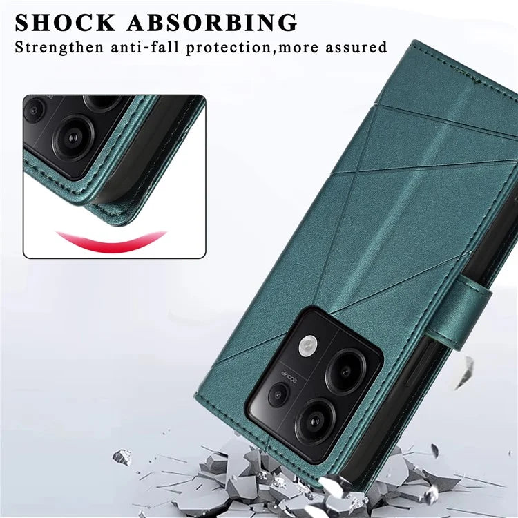 DF-06 For Xiaomi Redmi Note 13 Pro 5G / Poco X6 5G Leather Case Line Imprinted Wallet Cover