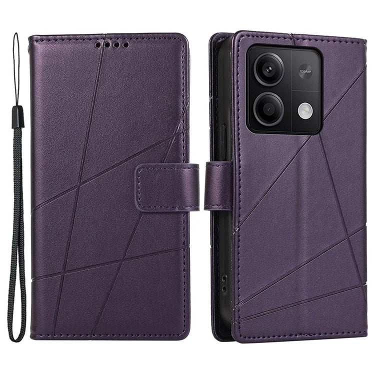 DF-06 For Xiaomi Redmi Note 13 Pro 5G / Poco X6 5G Leather Case Line Imprinted Wallet Cover